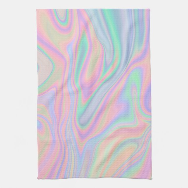 Liquid Iridescent Unicorn Colour Design Kitchen Towel (Vertical)