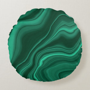Liquid Malachite Dream #1 Round Pillow