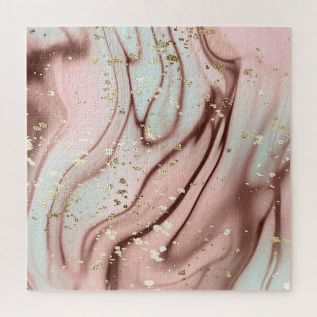 Liquid marble: abstract background, gold glitter jigsaw puzzle (Vertical)