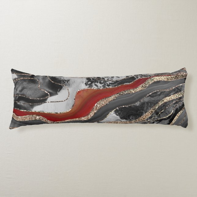 Liquid Marble Agate Glitter Glam #13 Faux Glitter Body Pillow (Front)