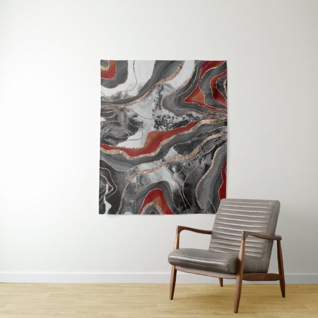 Liquid Marble Agate Glitter Glam #13 Faux Glitter Tapestry (In Situ)