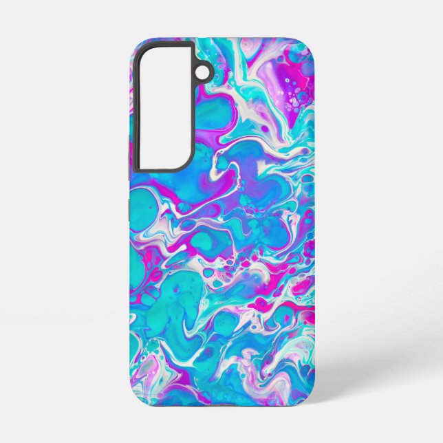 Liquid Marble Cell Phone Case in Blue and Pink (Back)