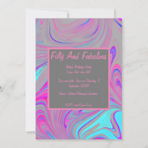 Liquid Marble Fifty And Fabulous Birthday Invitation