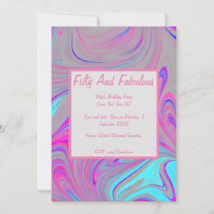 Liquid Marble Fifty And Fabulous Birthday Invitation