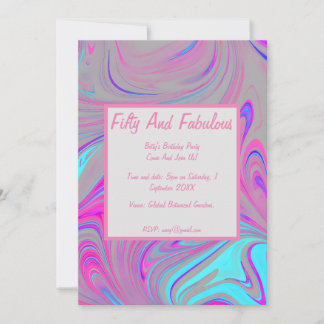 Liquid Marble Fifty And Fabulous Birthday Invitation