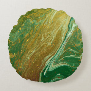 Liquid marble pattern round pillow