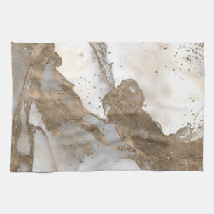 Liquid marble - pearl and gold kitchen towel