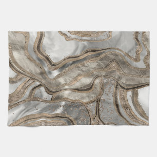 Liquid marble - pearl and gold kitchen towel