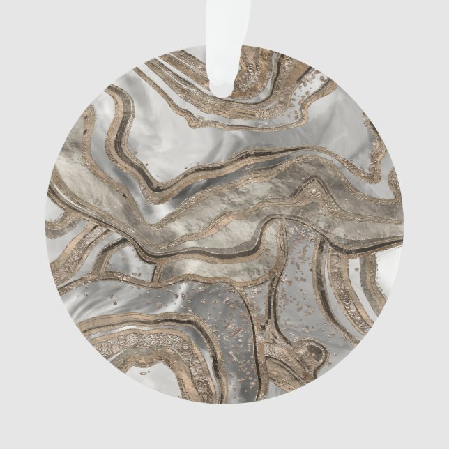 Liquid marble - pearl and gold ornament (Front)