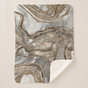 Liquid marble - pearl and gold sherpa blanket