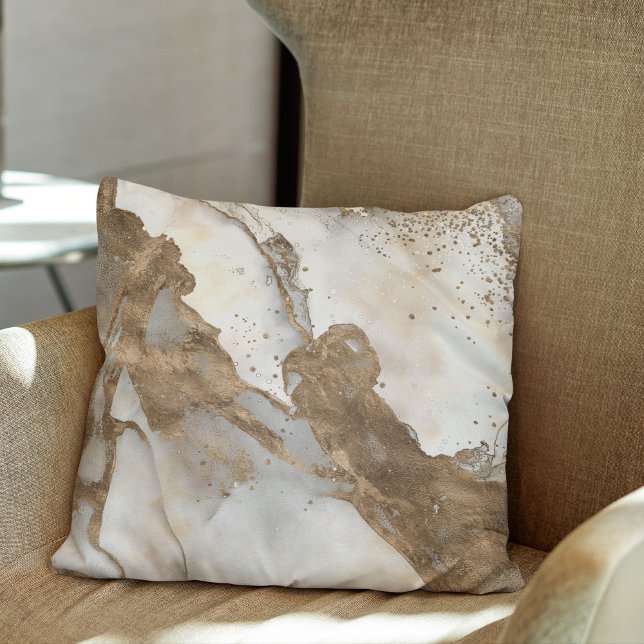 Liquid marble - pearl and gold throw pillow (Creator Uploaded)