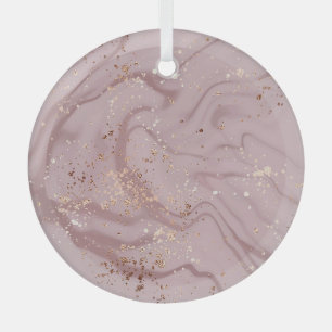 Liquid Marble: Rose Gold Artistry. Glass Ornament