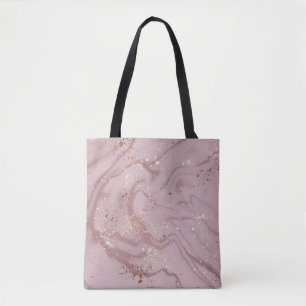 Liquid Marble: Rose Gold Artistry. Tote Bag