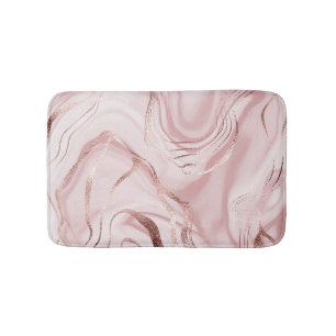 Liquid Marble Rose Gold Waves Bath Mat