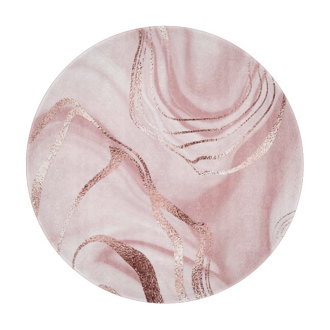 Liquid Marble Rose Gold Waves Cutting Board (Front)