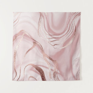 Liquid Marble Rose Gold Waves Tapestry