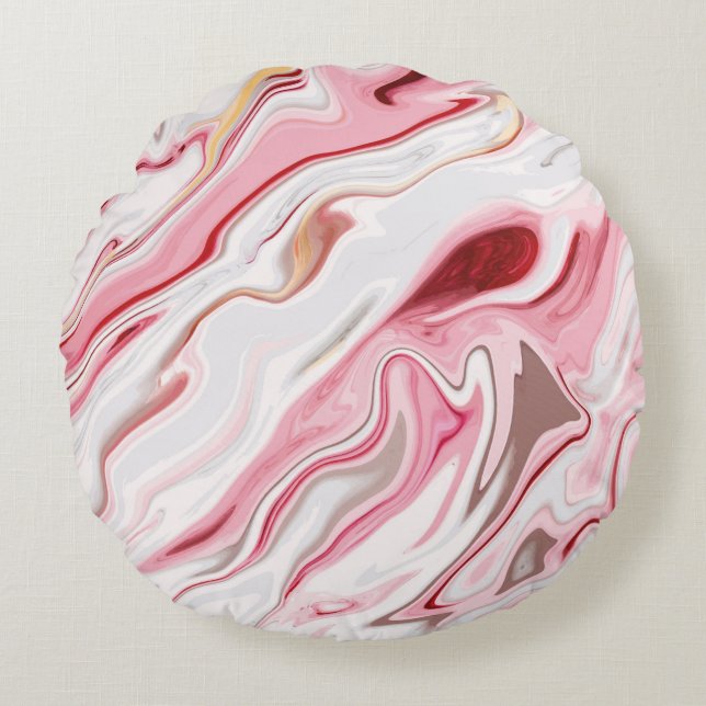 Liquid marble texture design, colourful marbling s round pillow (Front)