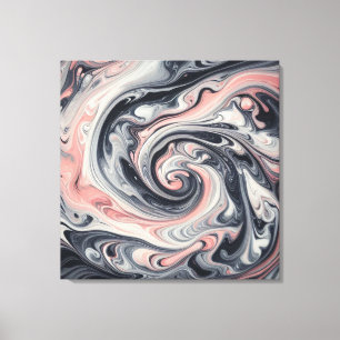 Liquid Metal Abstract in Pink, Grey, and Black Canvas Print