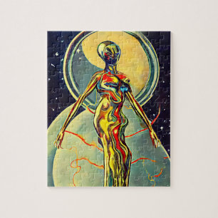 Liquid Metal Alien woman Abstract Sci Fi art  Jigsaw Puzzle