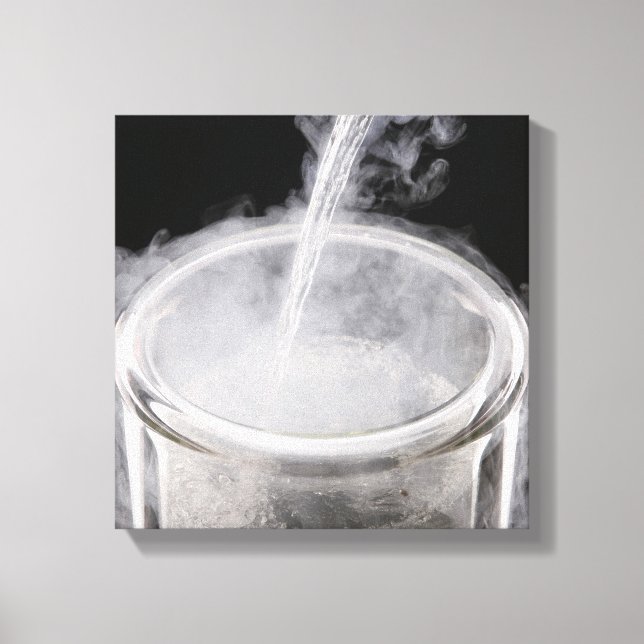 Liquid Nitrogen being poured into a Dewar flask Canvas Print (Front)