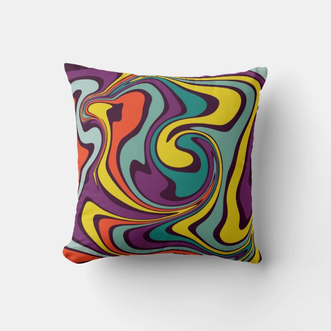 Liquid Paint Marbling Effect Decorative Throw Pill Pillow (Front)