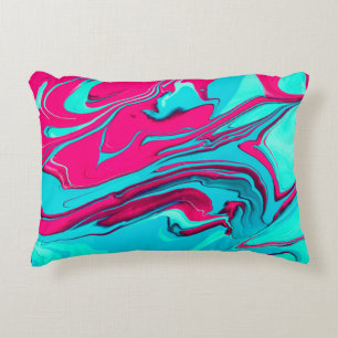 Liquid paper marbling paint background. Fluid pain Accent Pillow