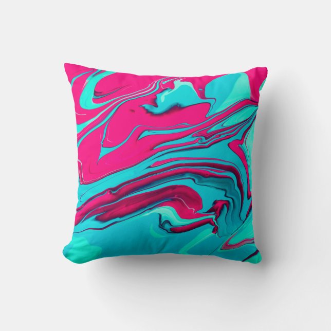 Liquid paper marbling paint background. fluid throw pillow (Front)