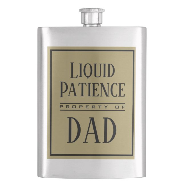 Liquid Patience | Personalized Gold Monogram       Hip Flask (Front)