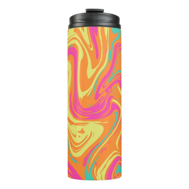 Liquid Pattern yellow pink Travel Mug (Front)