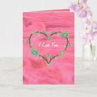 Liquid Pink I Love You Heart Custom Greeting Card