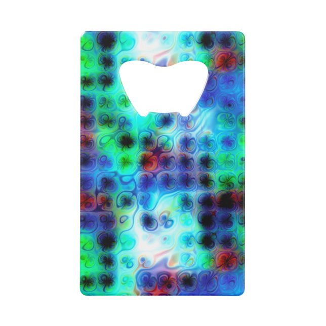 Liquid Rainbow Dots Abstract Pattern Wallet Bottle Opener (Front)