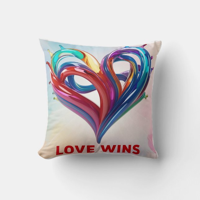 Liquid Rainbow Love Wins Throw Pillow (Front)