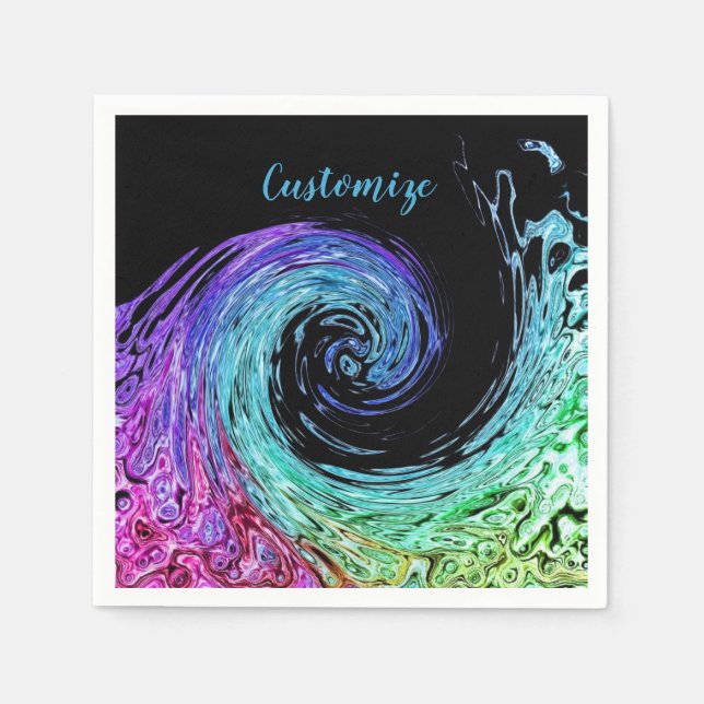 Liquid Rainbow Wave Paper Napkins (Front)