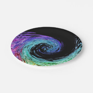 Liquid Rainbow Wave Paper Pltes Plate