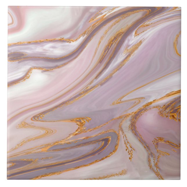 Liquid Rose Marble and gold Tile (Front)