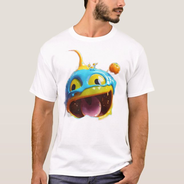 "Liquid Smileynt: A Quirky Splash Paint Portrait" T-Shirt (Front)