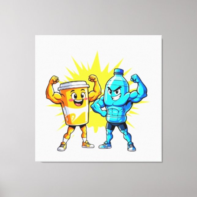 Liquid Strength – Funny Juice & Water Muscle Desig Canvas Print (Front)