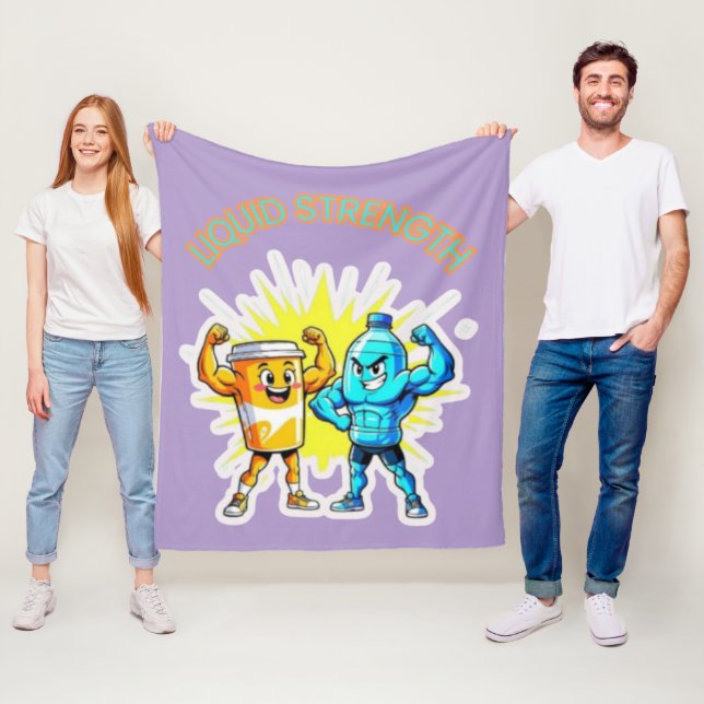 Liquid Strength – Funny Juice & Water Muscle Desig Fleece Blanket (In Situ)
