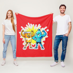Liquid Strength – Funny Juice & Water Muscle Desig Fleece Blanket