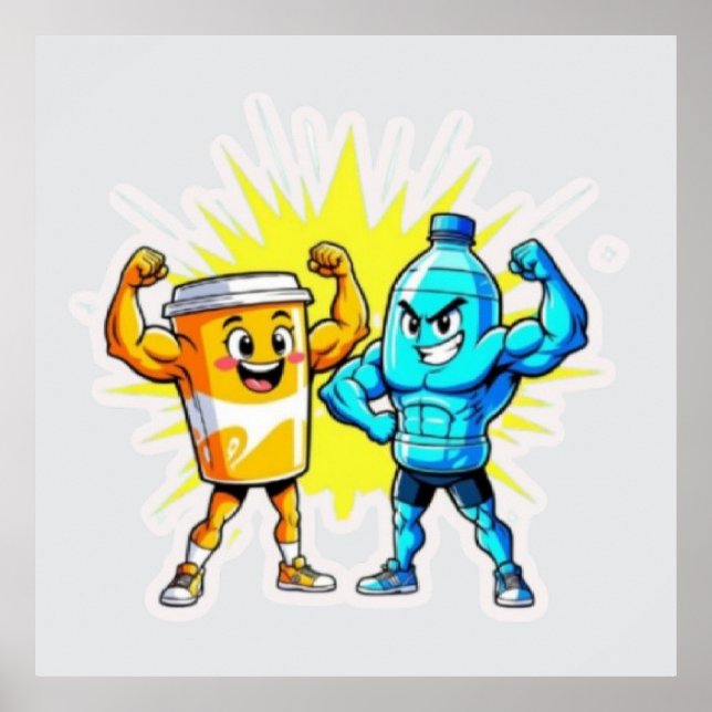 Liquid Strength – Funny Juice & Water Muscle Desig Poster (Front)
