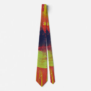 Liquid Sunshine red yellow blue hot sun abstract Tie