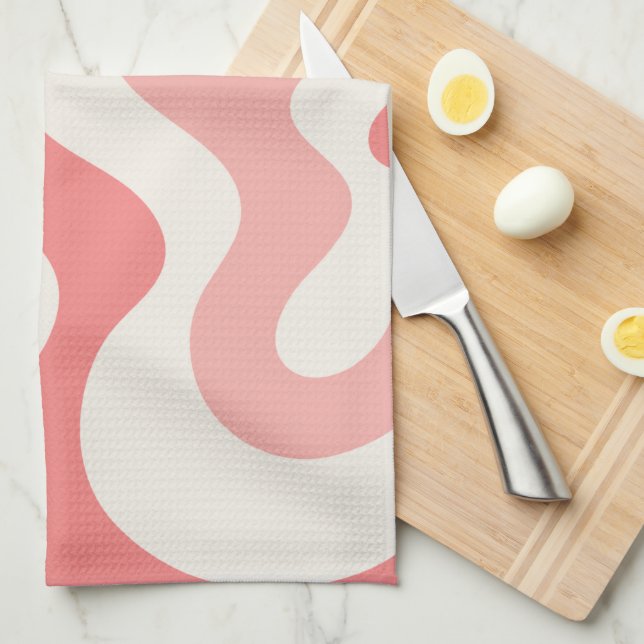 Liquid Swirl Abstract in Soft Pink Kitchen Towel (Quarter Fold)