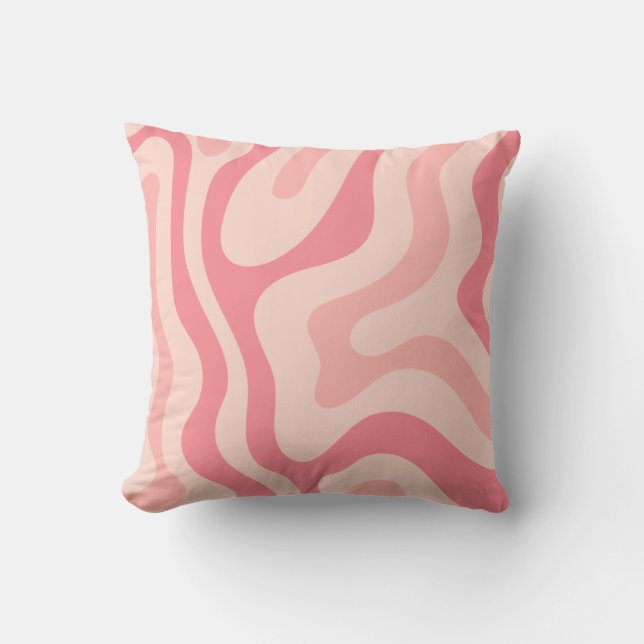 Liquid Swirl Abstract in Soft Pink Throw Pillow (Front)