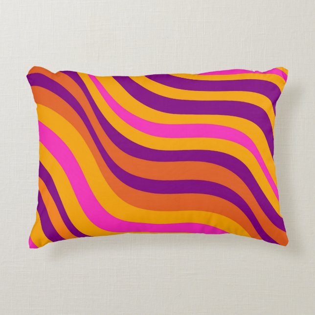 Liquid Swirl Flow Groovy Stripe Y2K Pattern Accent Pillow (Front)