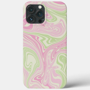 Liquid Swirl Green Pink Pattern iPhone 13 Pro Max Case
