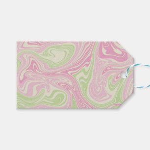 Liquid Swirl Green Pink Pattern Gift Tags