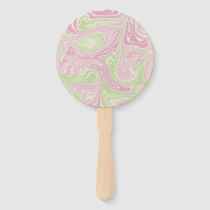 Liquid Swirl Green Pink Pattern Hand Fan