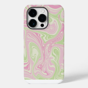 Liquid Swirl Green Pink Pattern iPhone 14 Pro Case