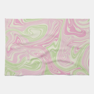 Liquid Swirl Green Pink Pattern Kitchen Towel