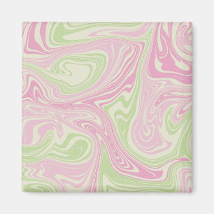 Liquid Swirl Green Pink Pattern Magnet